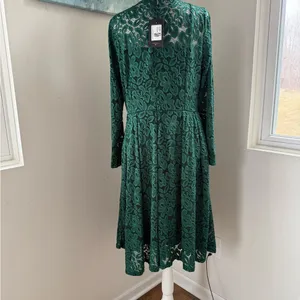 Missmay Green Lace Long Sleeve Dress XL | Retro, Goth Grunge Elegant Party thumbnail 2