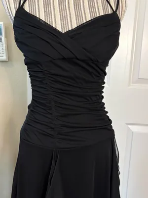 Trixxi Black Ruched whismy goth med flowy witchy dress punk casual dark academia thumbnail 3
