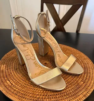 Sam Edelman Yaro Metallic Gold Block Heel Ankle Strap‎ Sandals Size 9 thumbnail 1