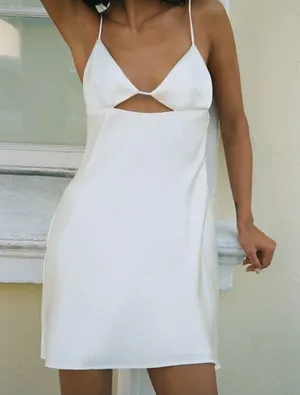 ZARA Dress Mini Satin Lingerie Effect White Wedding Bridal Shower Vacation Summer thumbnail 7