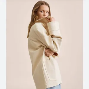 Mango NWT Oversized cotton jacket ECRU LARGE thumbnail 7