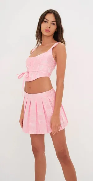 For Love & Lemons NWT Mira Crop Top in Pink thumbnail 6