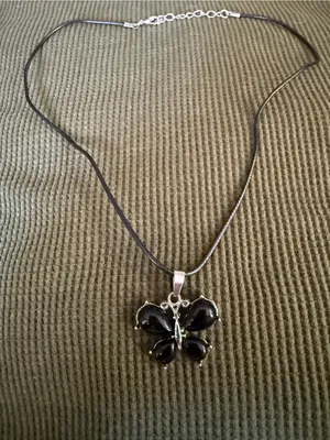 Women's Black Butterfly Pendant Necklace - Unbranded thumbnail 3