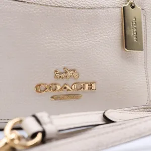 Coach Emma Satchel Women Small Cream Pebbled Leather Handbag F31466 Gold thumbnail 13