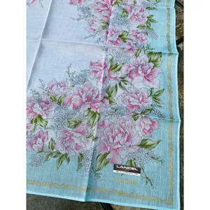 Lancel Paris Feminine Floral Cotton Scarf Pocket Square Handkerchief New thumbnail 3