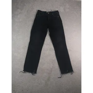 AMO Jeans Women's 26 Babe Black Magic Straight Leg Released Raw Frayed Hem thumbnail 3