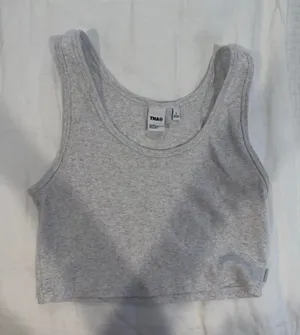 Aritzia Heather Cloud White Tank TNA Ribbed Cropped thumbnail 1