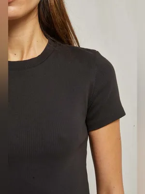 Perfect White Tee Katz Black Ribbed Cotton T Shirt L thumbnail 3