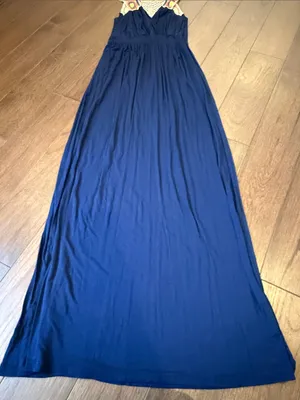 Pinkblush Navy Blue Maxi Dress with Crochet Top Detail Size Small - C26-035 thumbnail 3