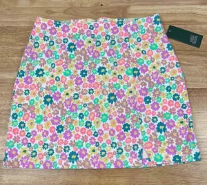 Wild Fable Women's Notch Front Floral Print Jean Mini Skirt - Size 6 thumbnail 1