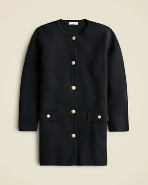 J.Crew Giselle Long Sweater Blazer Gold Button Detail Black thumbnail 1