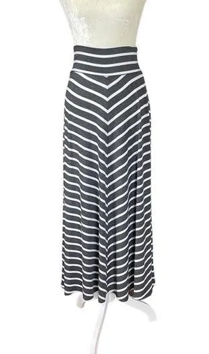 AB Studio gray and white stripe maxi skirt stretchy flowy women’s size small thumbnail 1