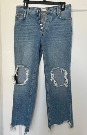 We The Free Jeans Free People Maggie Straight Leg Distressed Jeans Size 25 NWOT thumbnail 3