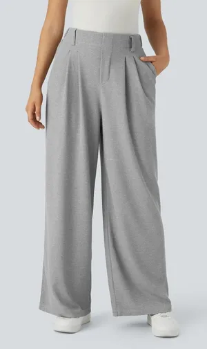 Halara Wide Leg Pleated Sweatpants Heathered Grey High Rise Size Sm Regular thumbnail 1