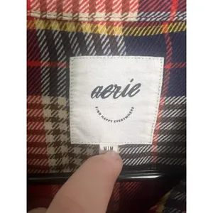 Aerie Wm Med Plaid Button Up Long Sleeve Red Blue Yellow White Fall Autumn Camp thumbnail 3