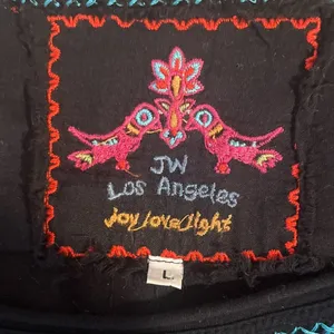 Johnny Was Embroidered Floral Black 100% Cotton Tunic Dress Scoop Neck Large thumbnail 9
