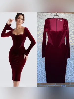 House of CB Solaine Velvet Corset Gown S Burgundy Gothic Vampire thumbnail 2
