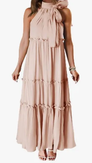 Zesica, NWT Chic Blush Halter Maxi Dress, M Pink Size M thumbnail 1