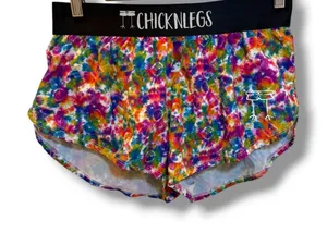 ChicknLegs Running Shorts Women's M Multicolor Tie Dye 1.5" Split Race Pocket thumbnail 1