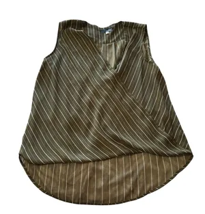 Kut from the Kloth Olive Striped Top Pit to pit 21", length 23" front, 27" back thumbnail 1