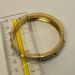 Silver and gold tone spiked bangle bracelet thumbnail 7