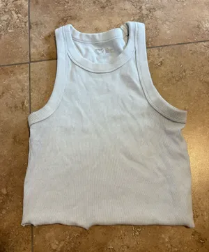 aerie White Ribbed Tank Top thumbnail 1