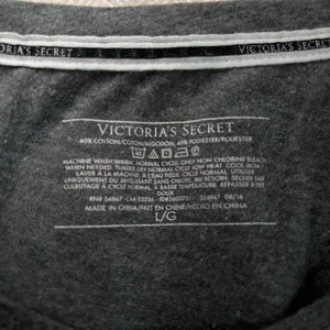Victoria's Secret Women Long Sleeve T-Shirt Size L Colorblock Black Gray thumbnail 2