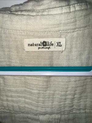 NATURAL LIFE Cream Textured Button-Front Casual Shirt Dress size XL thumbnail 3