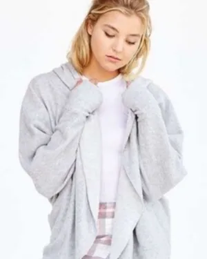 Silence + Noise grey hooded cardigan sweater M thumbnail 1