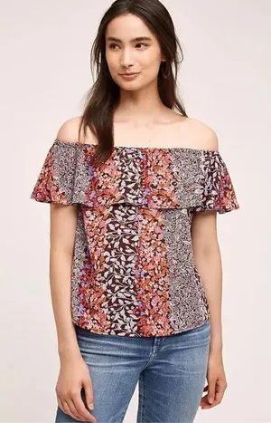 ‎Maeve Anthropologie Vallita Floral Blouse sz medium thumbnail 1