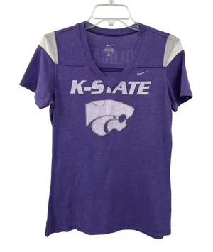 Nike K-State Wildcats Womens V-Neck Short Sleeve T-Shirt Purple M Used thumbnail 1