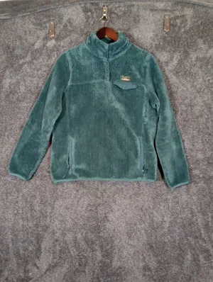 L.L. Bean Teal Sherpa Fleece Jacket Quarter Snap Buttons Gorpcore Womens M thumbnail 3