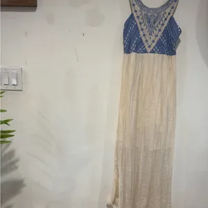 Flying Tomato Blue and Cream Maxi Dress thumbnail 2