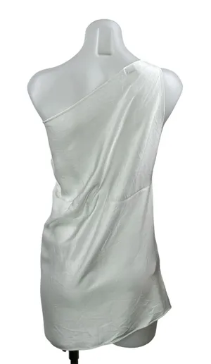 Zara White Silky Satin Sleeveless One Shoulder Asymmetrical Tunic Mini Dress S thumbnail 1