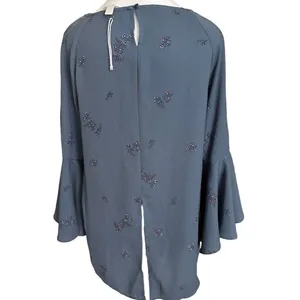 LC Lauren Conrad | Blue Floral High Low Bell Sleeve‎ Blouse Size Small thumbnail 3