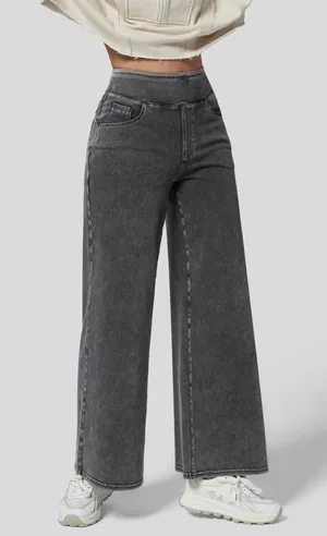 Halara Flex High Waisted Pockets Wide Leg Work Jeans Washed Black XS Regular thumbnail 1