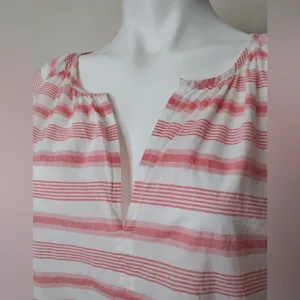 Gap Pink & White Striped Peasant Blouse Women’s Size M 3/4‎ Sleeve thumbnail 6