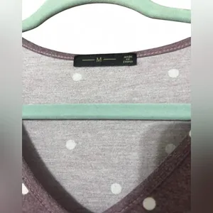 Source Unknown FREE with any purchase- Womens Medium Purple and White Polka Dot Dress thumbnail 3