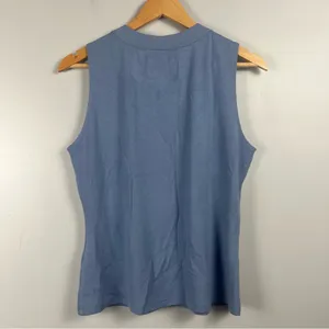 The shirt by Rochelle Behrens THE SLEEVELESS BRETT SHIRT in slate blue large thumbnail 6