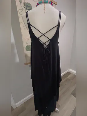 Free people beach black layered dress thumbnail 6