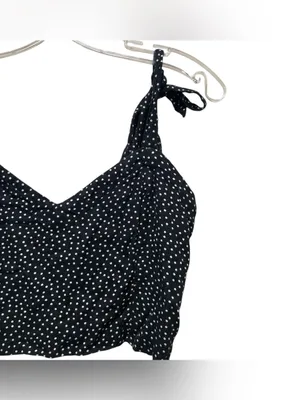 Abercrombie & Fitch Tie Strap Crop Tank Top Black Polka Dot Women’s Size Large thumbnail 2