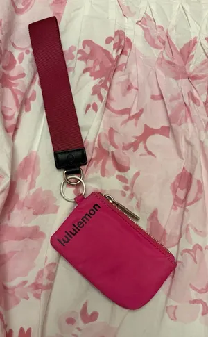 Lululemon Sonic Pink Nylon Pouch Wristlet with Webbed Strap thumbnail 1