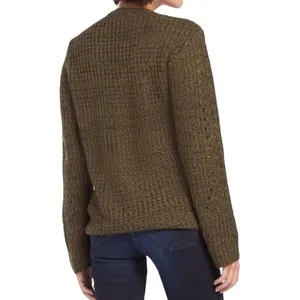 John + Jenn Constance Sweater M Olive Green V Neck Open Knit Oversized Revolve thumbnail 4