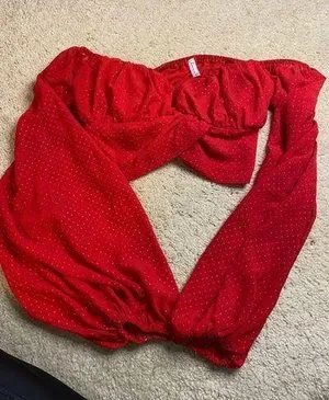 Lucy in the Sky Red Long Sleeve Crop Top thumbnail 2