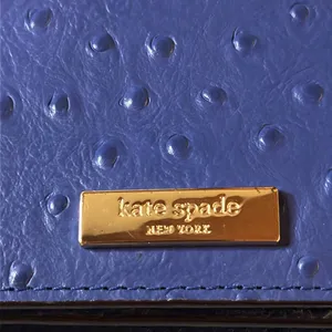 Kate Spade Alexander Ave Isabeli Blue Premium Ostrich Embossed Leather Crossbody thumbnail 3