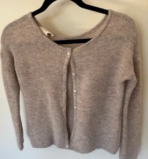 Sézane Light Beige Gaspard Cardigan Thin Knit Button Up Cardigan Top xxs thumbnail 2