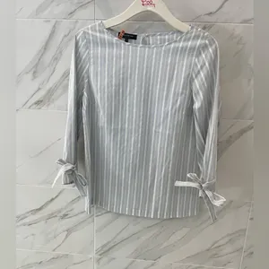 Lafayette 148 Elaina Striped Tie Blouse top thumbnail 3