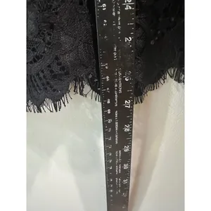 White House Black Market Black Lace Pleated Bib Blouse Top Size 10 Long Sleeve thumbnail 4