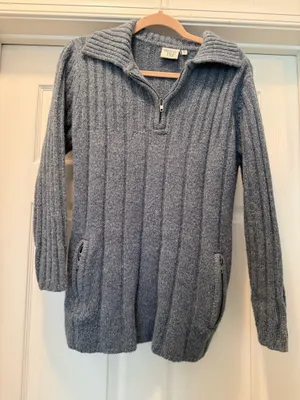 Beverly Hills Polo Club Cozy Oversized Knit Half-Zip Sweater, grey blue thumbnail 1