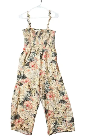 Greylin Size Medium Faith Smock Culotte Jumpsuit Floral Light Yellow‎ Women's thumbnail 1